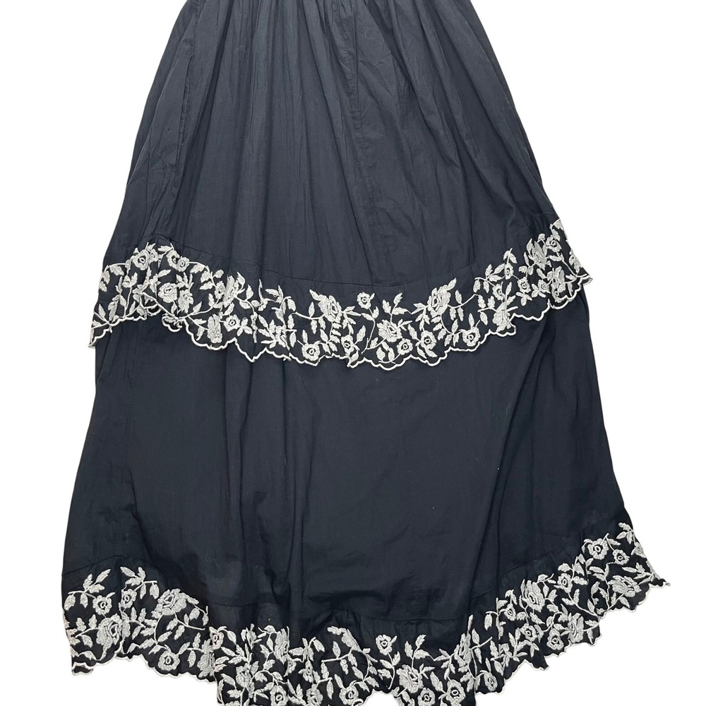 Abercrombie & Fitch Maxi Dress XL Black Cotton Floral Embroidered Halter Boho - Picture 16 of 16